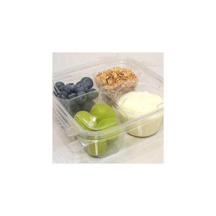 4 Compartments Clear Containers With Tamper Evident For Snacks and Veggies  - 252/Case (Alternative to TSSB3R)