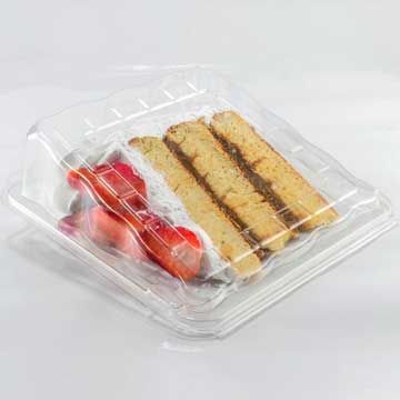 Disposable rectangular cake containers with lid, 28x23x13 cm - Plastic