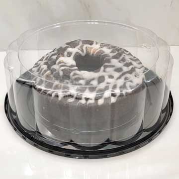 LOG CAKE/DELI CONTAINER - 14 x 7 - LONG RECTANGULAR BLACK BASE - 3 1/2  TALL - 100/CASE