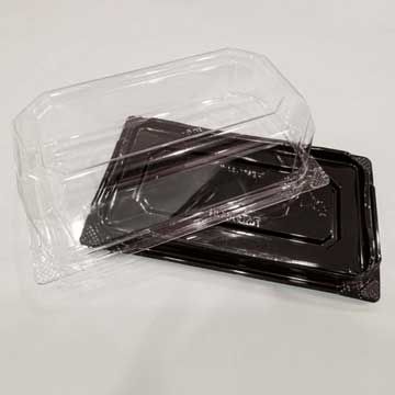 7" Loaf Cake Container with 2" Dome & Black Base Combo - 200/Case