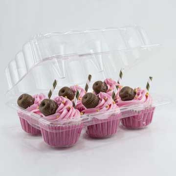6 Cavity Stackable Cupcake Container with Extra Deep Dome - 200/Case