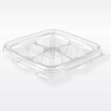 Futura 24 oz Silver Plastic Tamper-Evident Container - with Clear Lid,  Microwavable - 7 x 4 3/4 x 1 3/4 - 100 count box