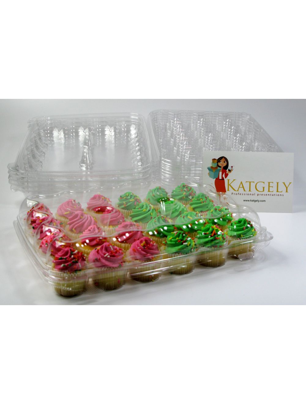 Set of 4 Plastic Cupcake Containers Katgely 24 Pack Cupcake Boxes 