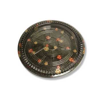 #65 Round Sushi Party Tray Container with Lid 15x2.29"- 100/Case