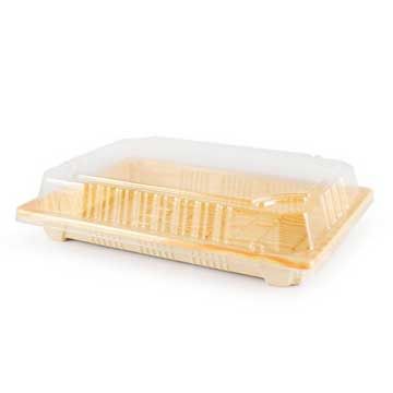 # 10 Sushi Container Base and Lid - Wooden Pattern - 400/Case