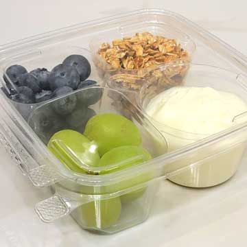 4 Compartment Clear Containers With Tamper Evident For Snacks and Veggies - 252/Case