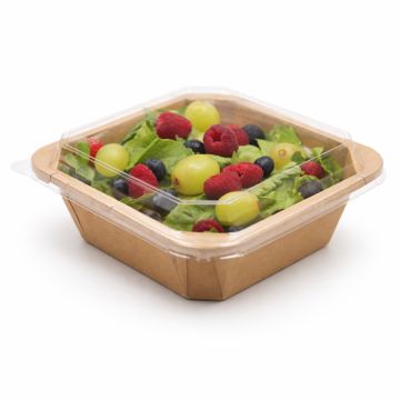 47 Oz Paper Container with Clear Lid 7.25x7.25x3" - 150/ Case