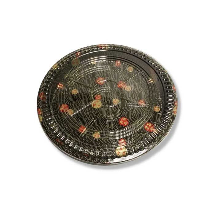 #61 Round Sushi Party Tray Container with Lid 11.42 x 0.67"- 100/Case, Z-PCC-CS-61