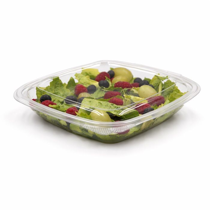 48 oz Wide Shallow Bowl with Hinged Lid - 150/Case, Z-TUG-BWL48
