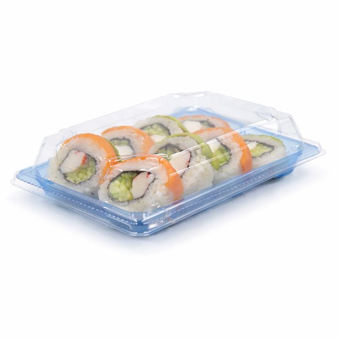 Blue Sushi Container Base and Lid 6 3/4 x 4 3/4 x 2 Inches - 600/Case, Z-PCC-CS-B03BL