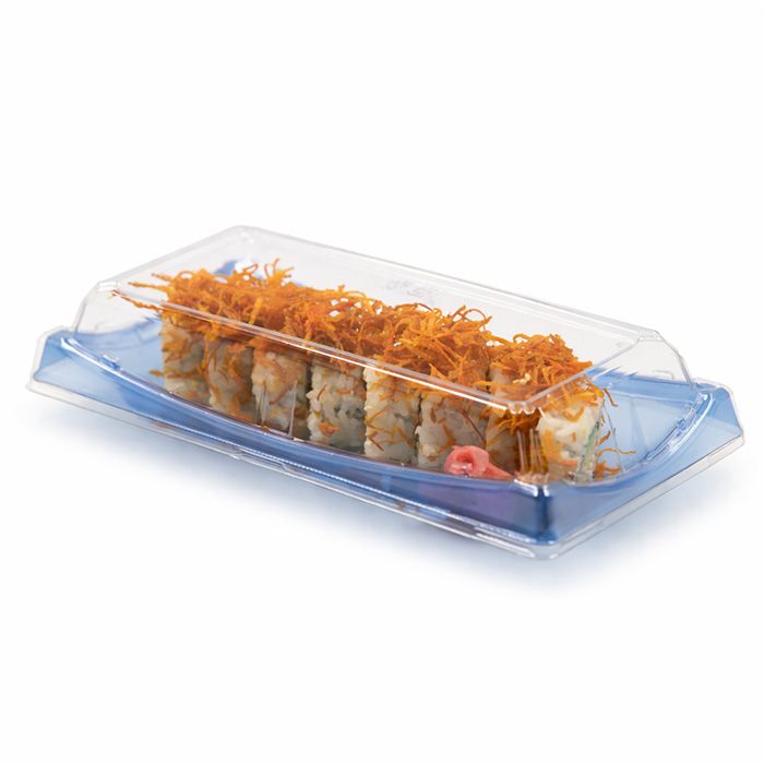 Blue #30 Sushi Tray with Lid - 300/Case, Z-PCC-CS-B30BL