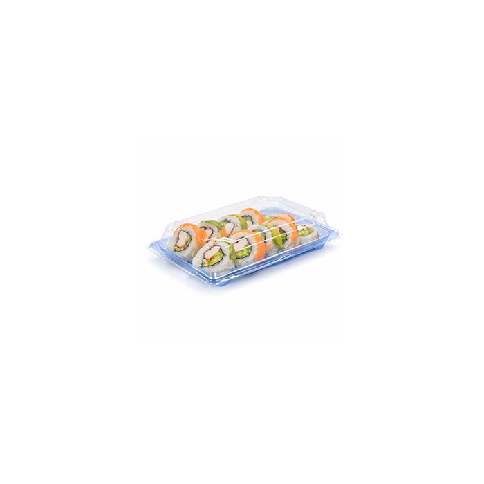 Blue Sushi Container Base and Lid 7 5/8 x 5 2/8 x 2 Inches - 400/Case, Z-PCC-CS-B05BL