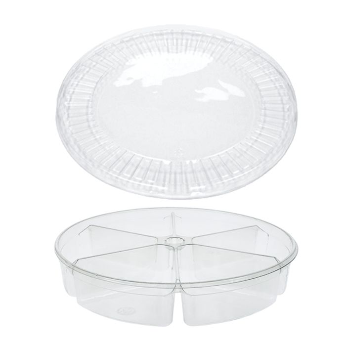 6 Compartment 10" Round Container with Lid - 100/Case, Z-TUG-R96
