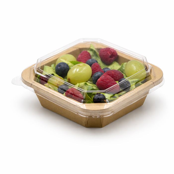 33 Oz Paper Container with Clear Lid 6x6x2.25" - 250/ Case, Z-TUG-TW7117A