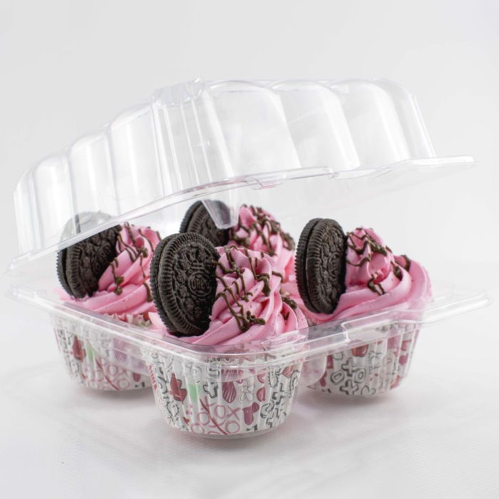 4 Cavity Stackable Cupcake Container with Deep Dome - 300/Case, Z-TUG-104
