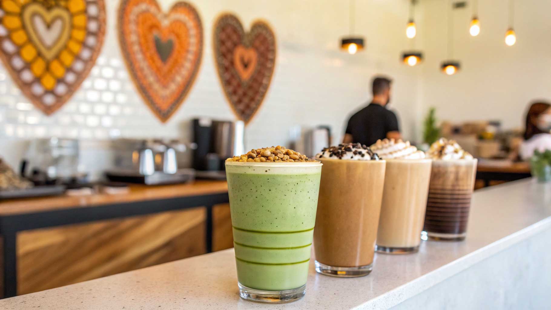 coffee business trends 2025_dleicious coffess on the countertop of a modern coffee shop