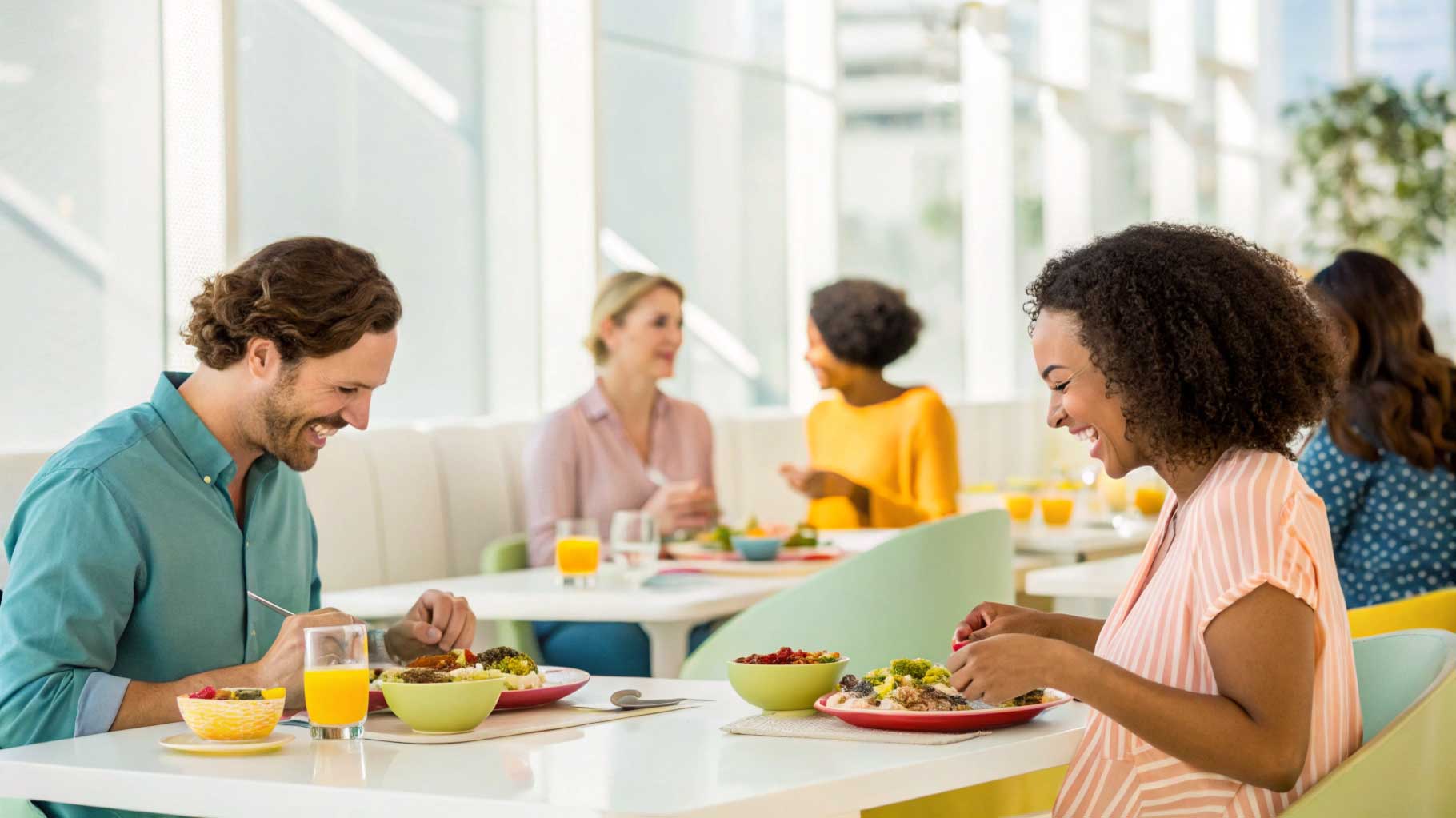 bright modern restaurant with GLP1 food on the menu