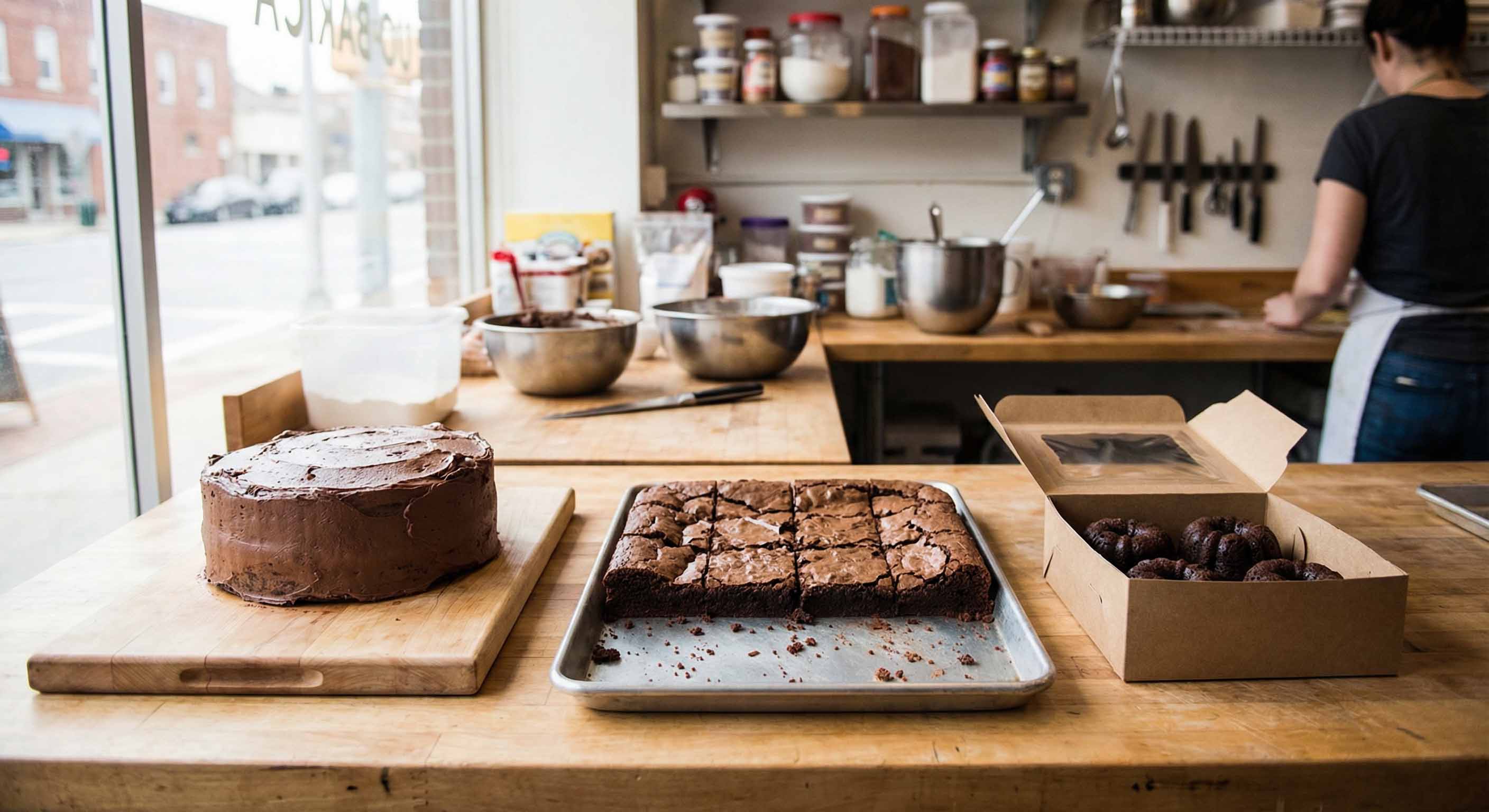 Expand your bakery business with a 3-product profit line of signature chocolate cake, brownies, and mini cakes