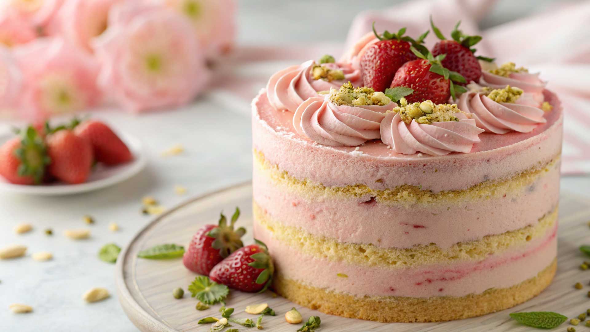 Strawberry & Champagne Chiffon Cake