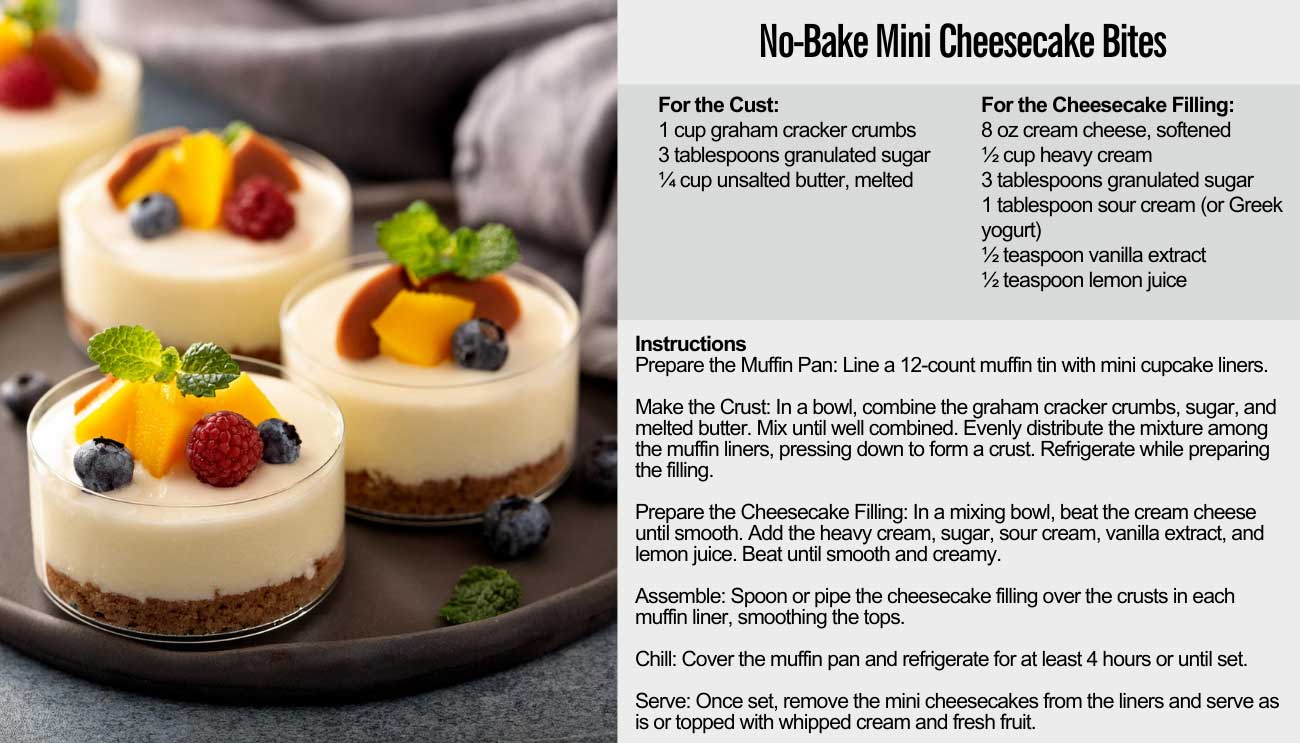   Recipe for No-Bake Mini Cheesecake Bites